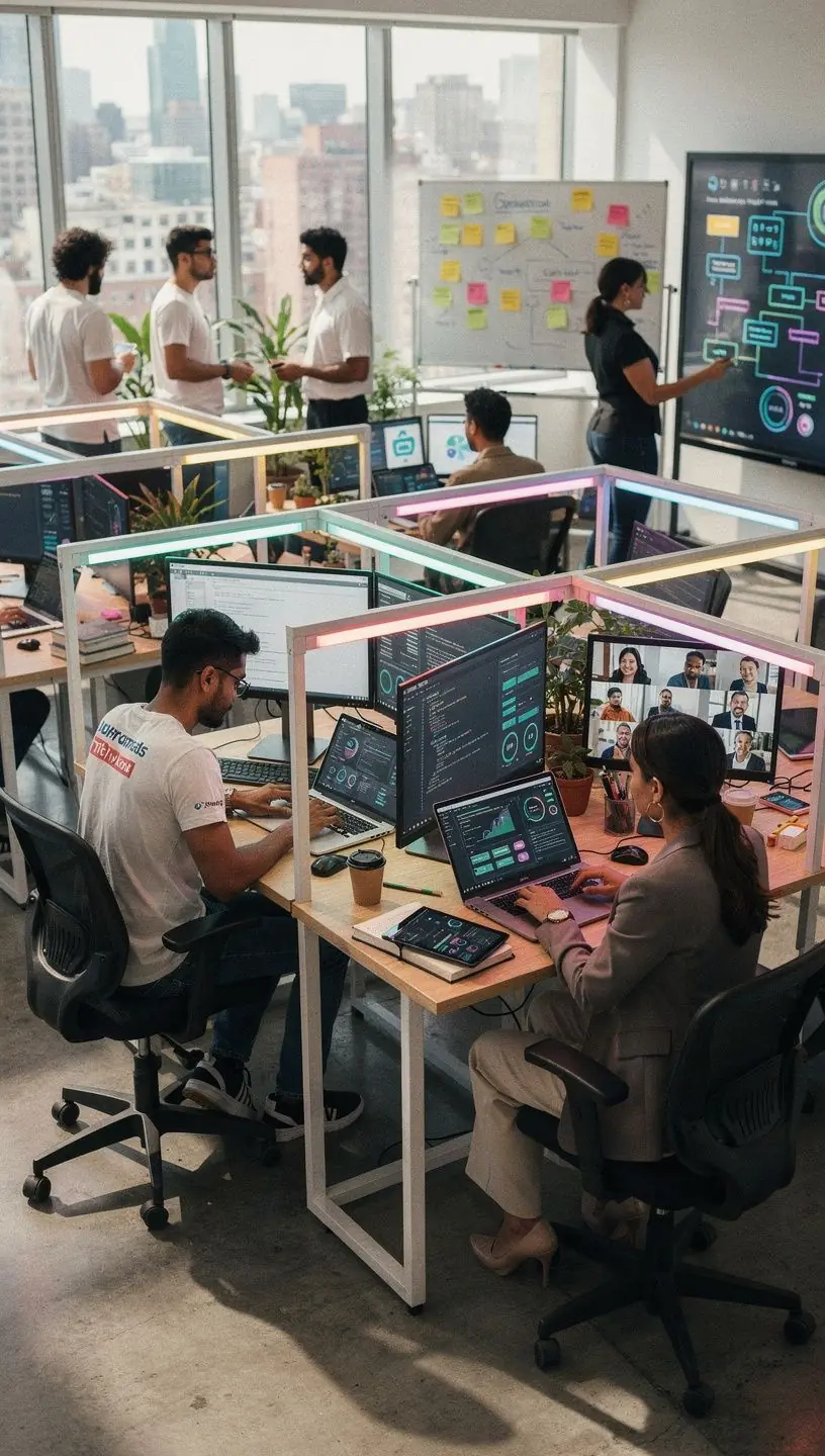 Illustration depicting automation enhancing productivity in workflows.